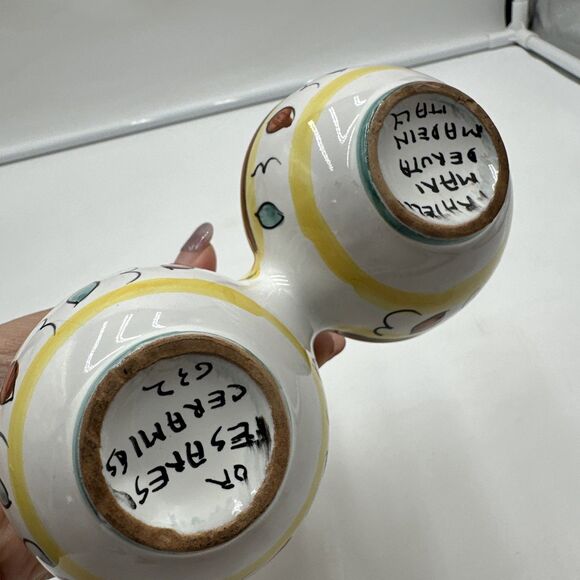 Italy Mari Deruta Pottery Salt & Pepper Caddy Only Sauce Holder - Picture 4 of 6